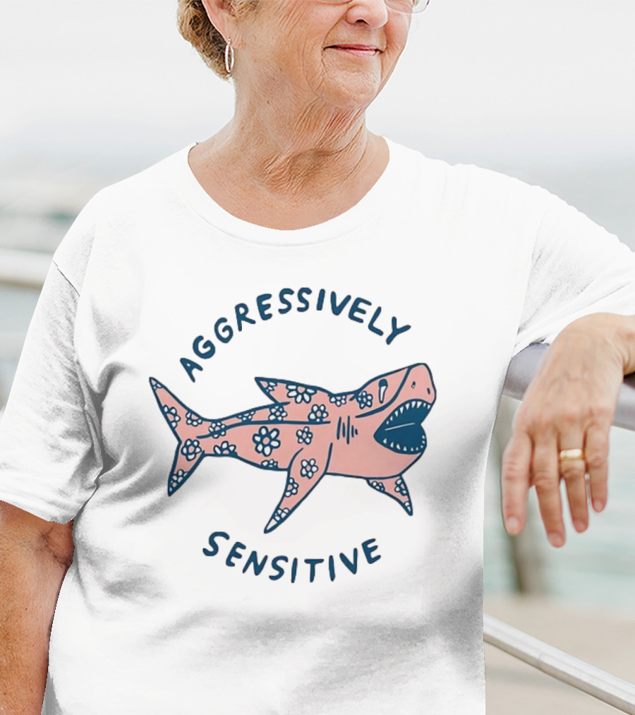 Aggressively Sensitive Floral Shark T-Shirt