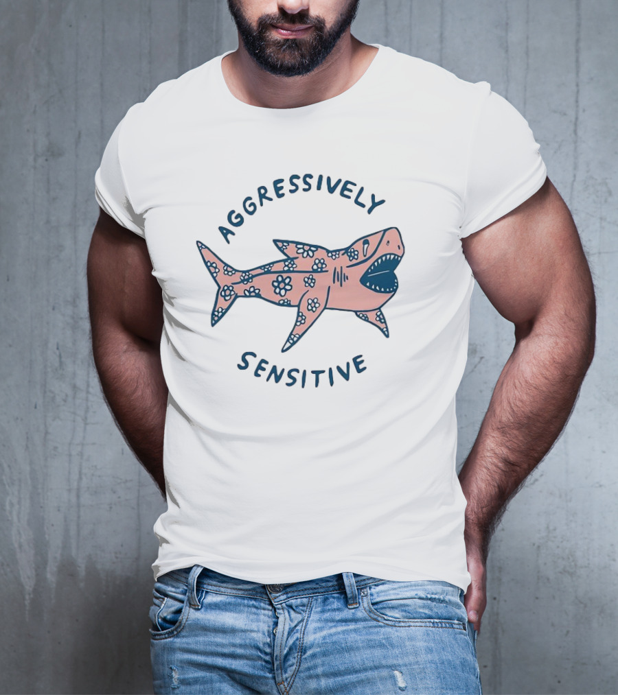 Aggressively Sensitive Floral Shark T-Shirt