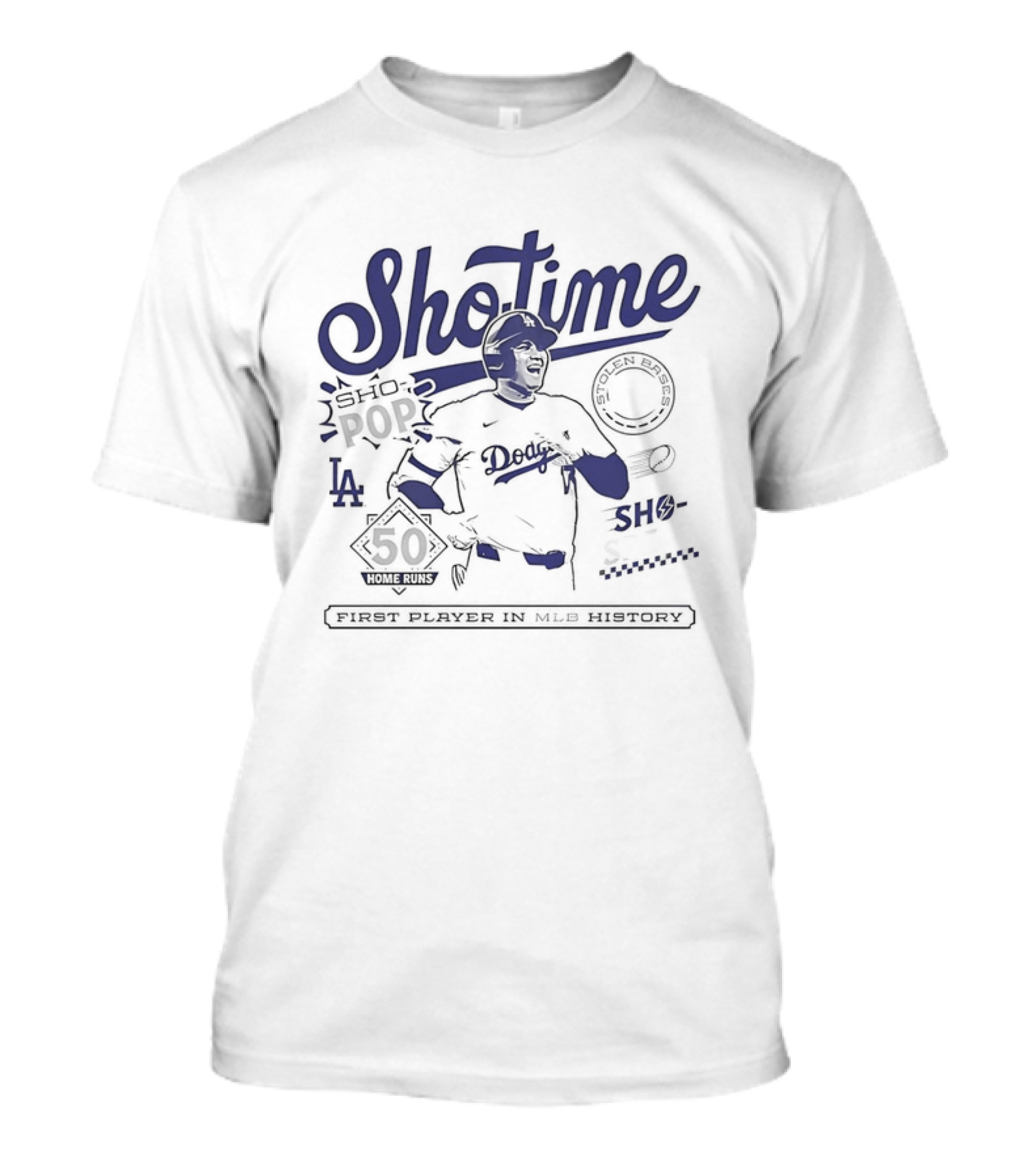 Shohei Ohtani Showtime First Player In MLB History 50 Home Runs 50 Stolen Bases Dodgers T-Shirt