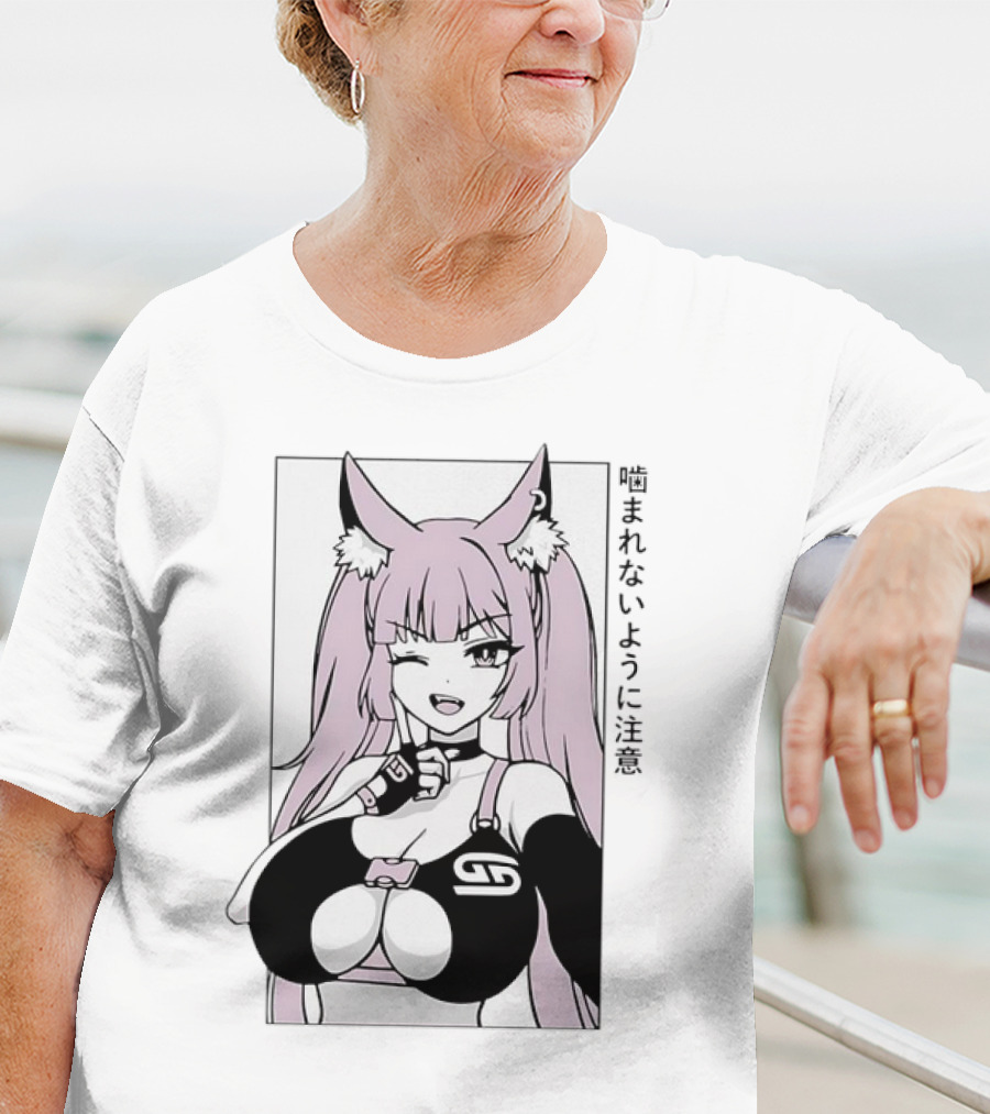 Waifu Frisky Kitty Beware Of Bites T-Shirt