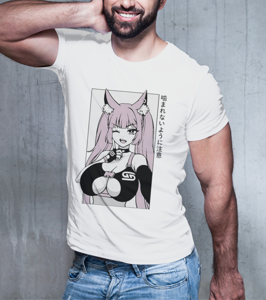 Waifu Frisky Kitty Beware Of Bites T-Shirt