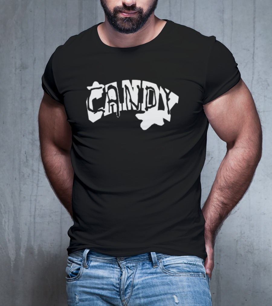 Candy Flipping Bold Distorted Text T-Shirt