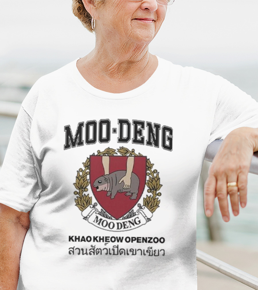 Moo Deng Khao Kheow Open Zoo Emblem With Manatee Crest T-Shirt