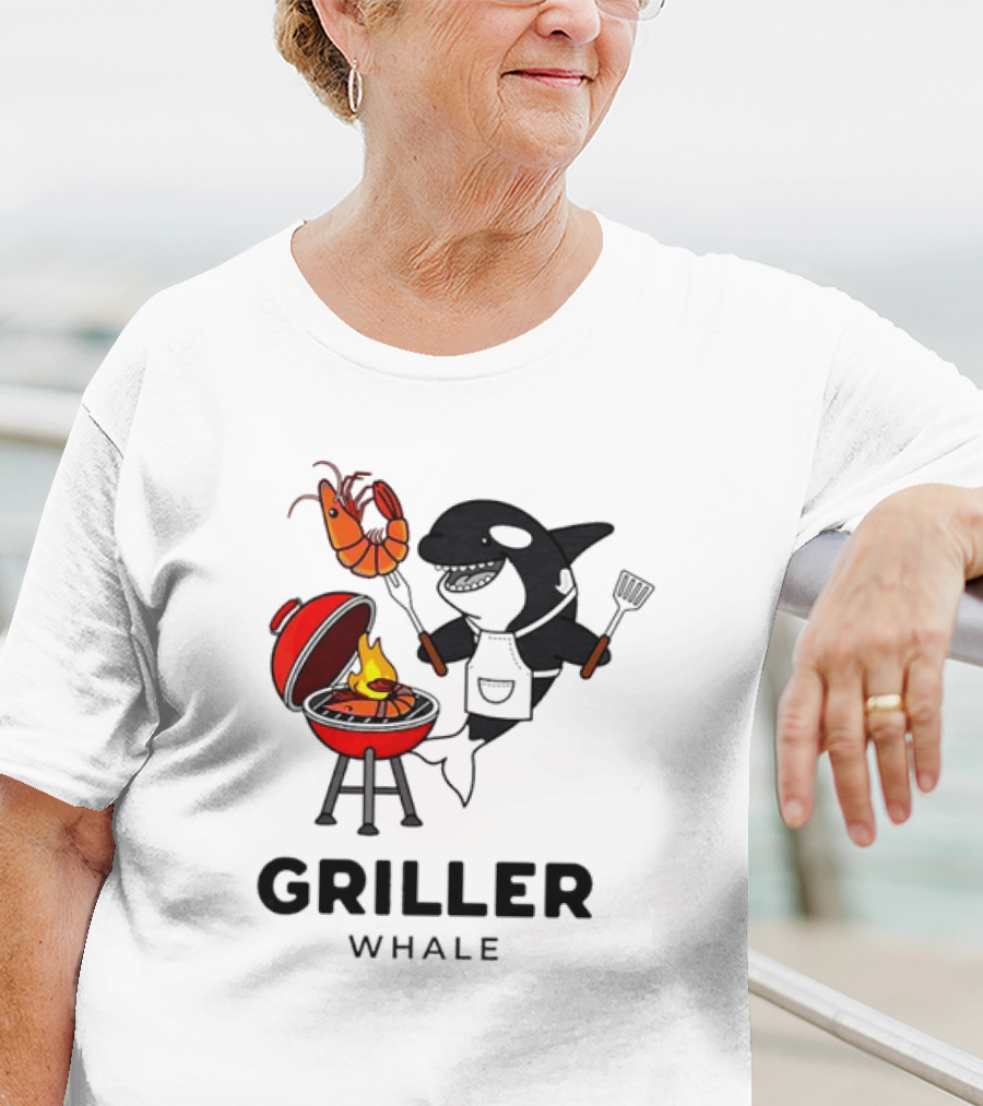 Griller Whale BBQ Cartoon Apron And Spatula With Lobster T-Shirt