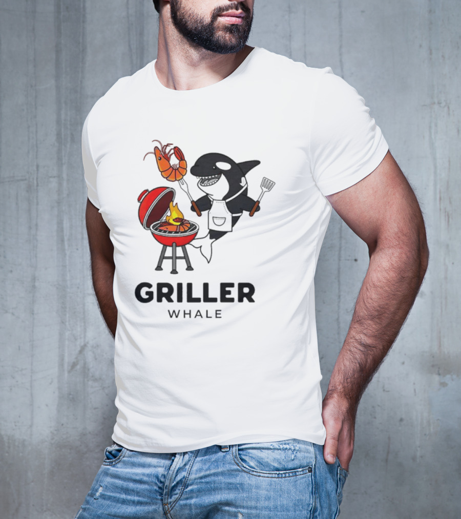 Griller Whale BBQ Cartoon Apron And Spatula With Lobster T-Shirt