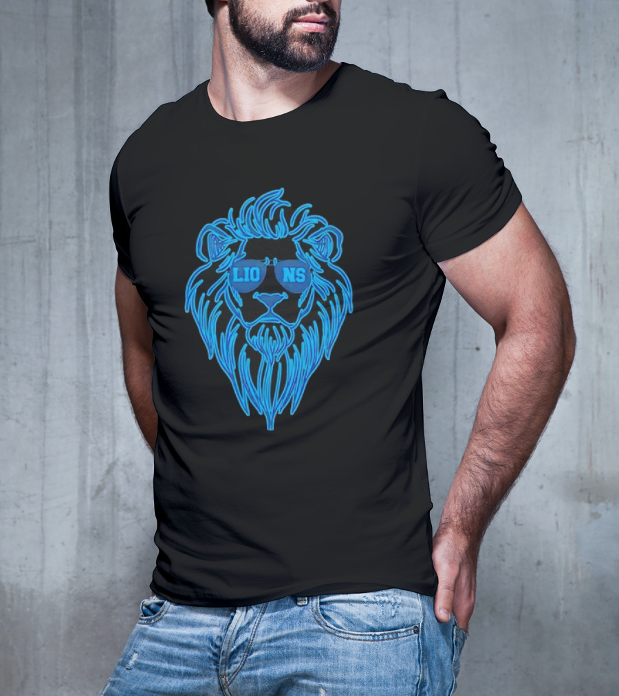 Detroit Lions Football Mascot With Sunglasses T-Shirt