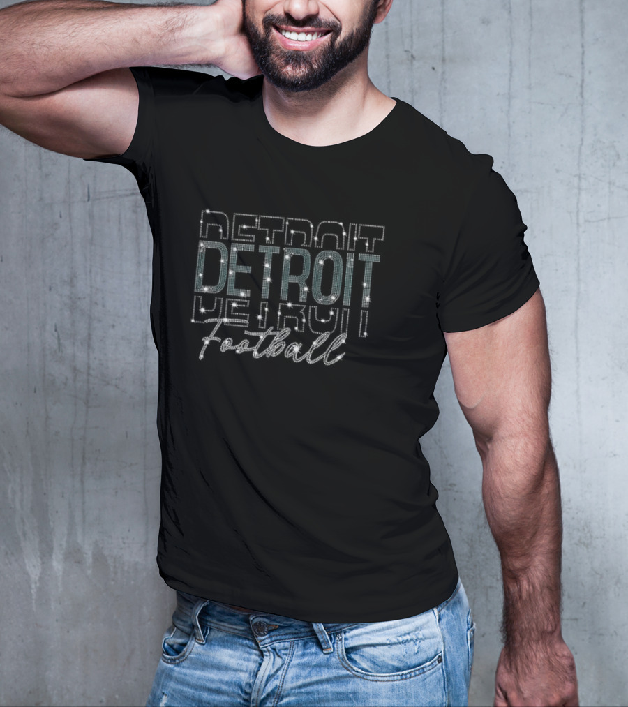 Detroit Football Rhinestone Gameday Sparkle T-Shirt
