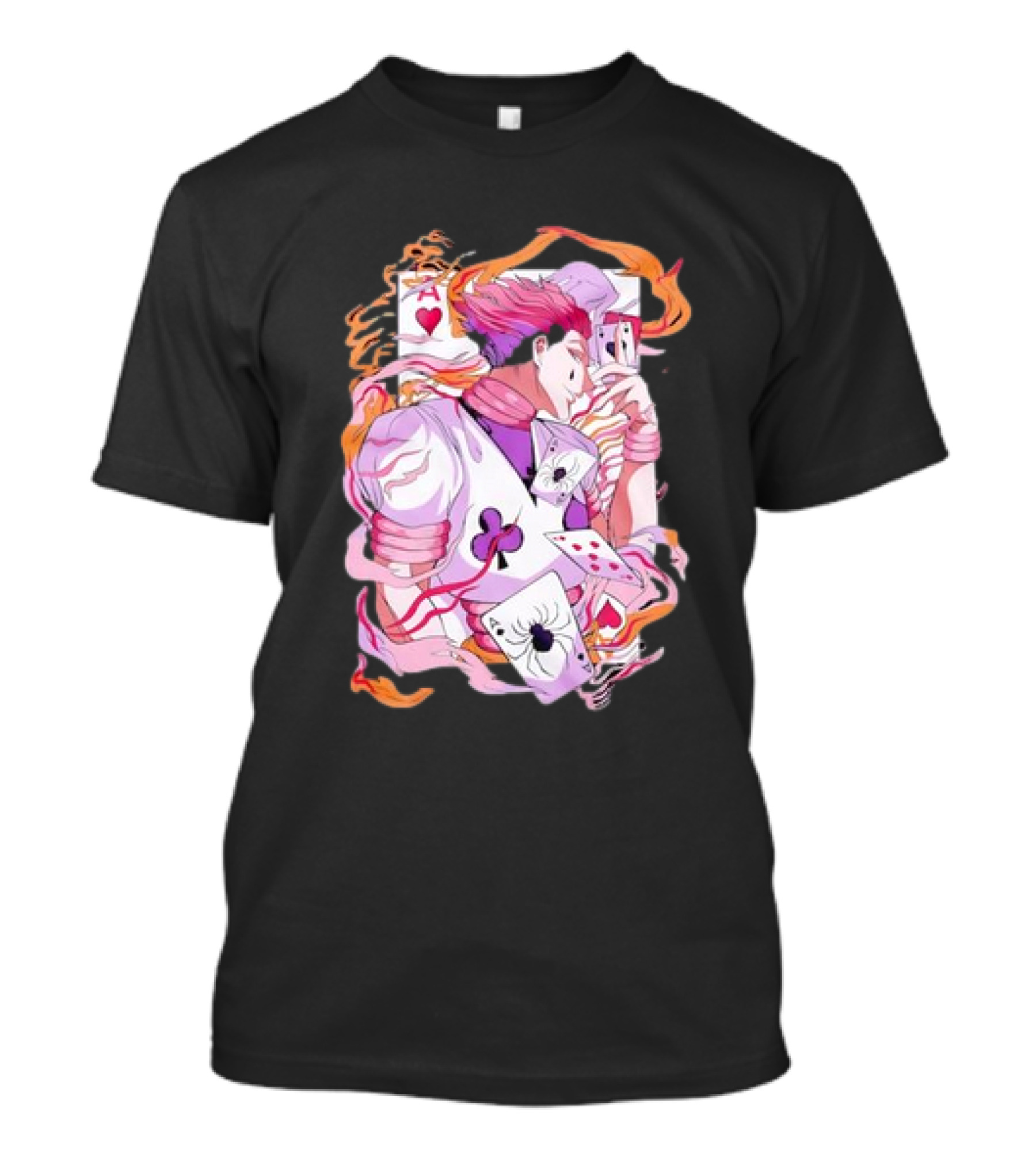 HISOKA Anime Manga Card Motif With Fiery Accents T-Shirt