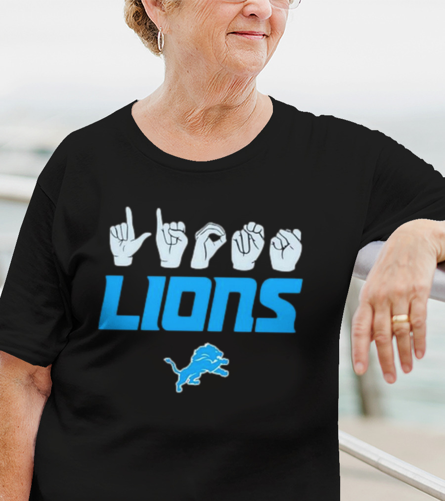 Lions Love Sign Gesture Football Emblem T-Shirt