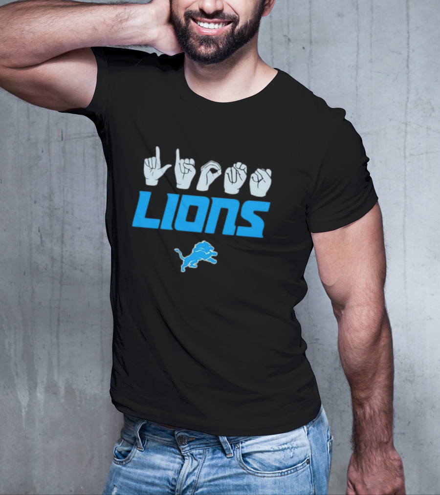 Lions Love Sign Gesture Football Emblem T-Shirt