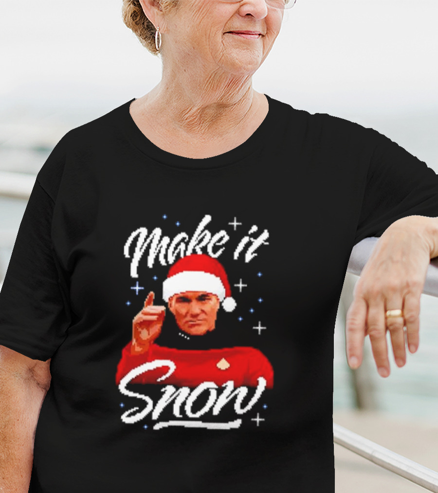 Make It Snow Christmas Jumper Santa Hat Commanding Gesture T-Shirt
