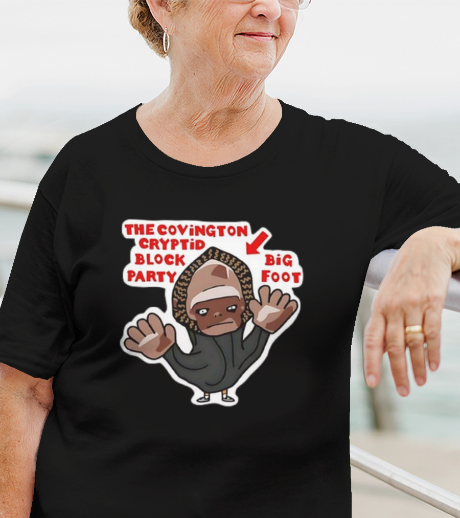The Covington Cryptid Block Party Bigfoot Character T-Shirt