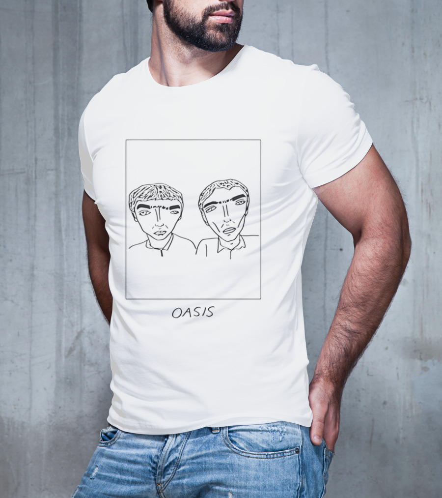 Badly Drawn Oasis Liam And Noel Gallagher Sketch With Oasis T-Shirt