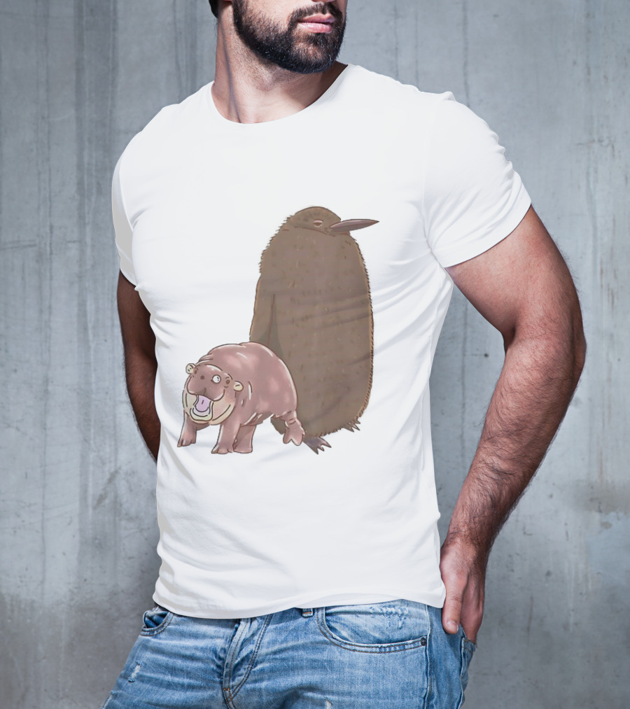 Best Friends Moo Deng Hippo And Pesto Penguin Playful Companions T-Shirt