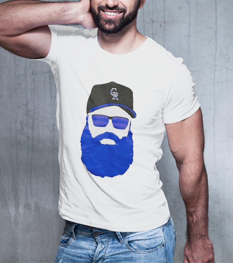 Charlie Blackmon Face Beard Sunglasses Colorado Rockies Baseball T-Shirt