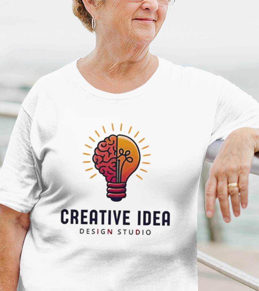 Creative Idea Brain And Lightbulb Design Studio Concept T-Shirt