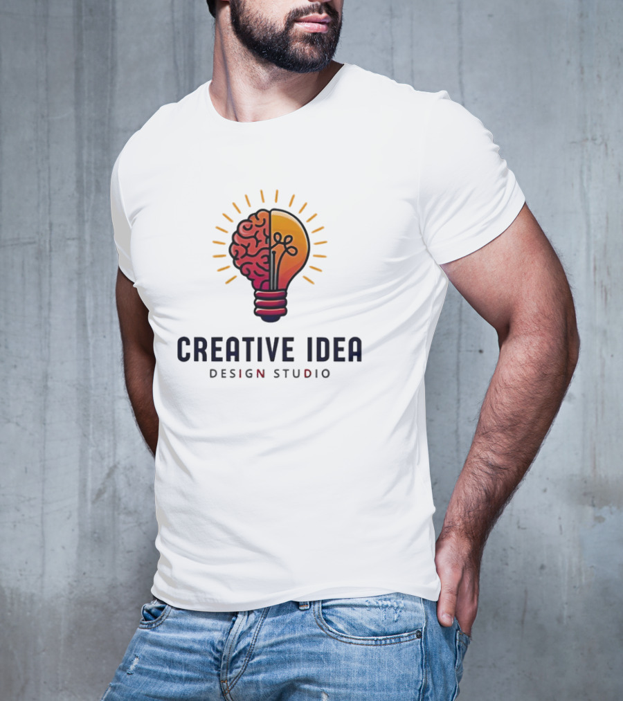 Creative Idea Brain And Lightbulb Design Studio Concept T-Shirt