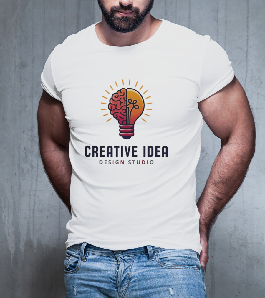 Creative Idea Brain And Lightbulb Design Studio Concept T-Shirt