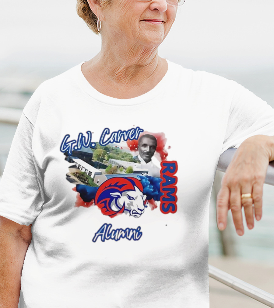 G.W. Carver RAMS Alumni With School Building And Historical Figure T-Shirt