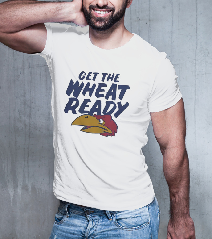 Kansas Jayhawks Get The Wheat Ready Motivational Phrase With Team Mascot T-Shirt