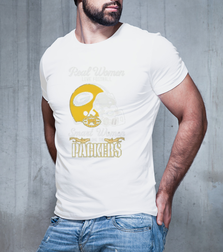 Real Women Love Football Smart Women Love The Packers X Snoopy Helmet Gold Football 105 T-Shirt