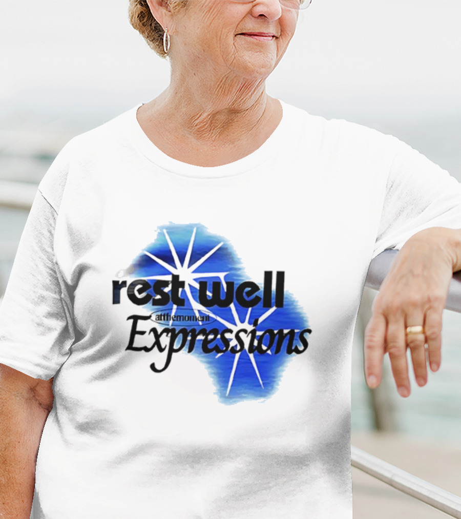 Rest Well Expressions At The Moment Retro Starburst Blue T-Shirt