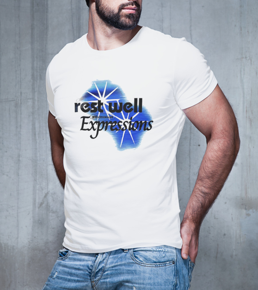 Rest Well Expressions At The Moment Retro Starburst Blue T-Shirt