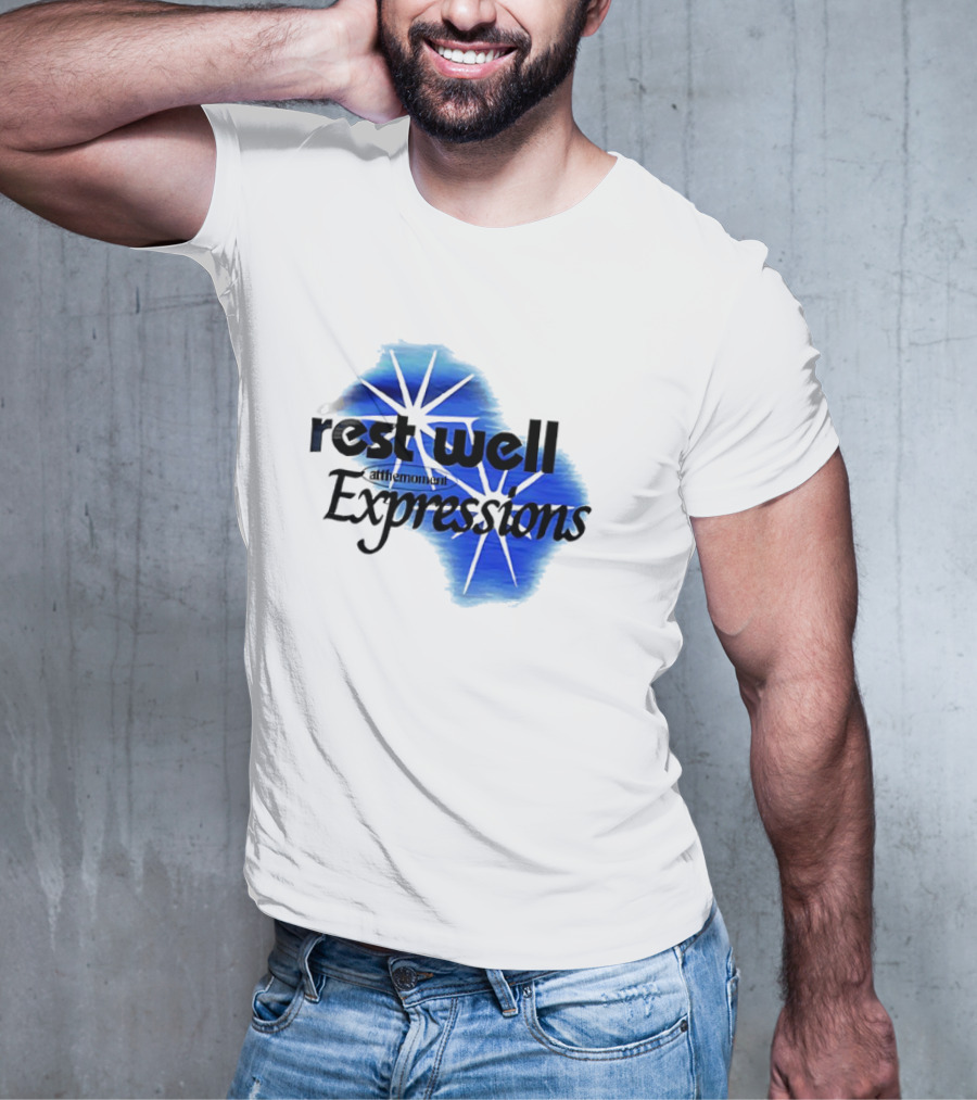 Rest Well Expressions At The Moment Retro Starburst Blue T-Shirt