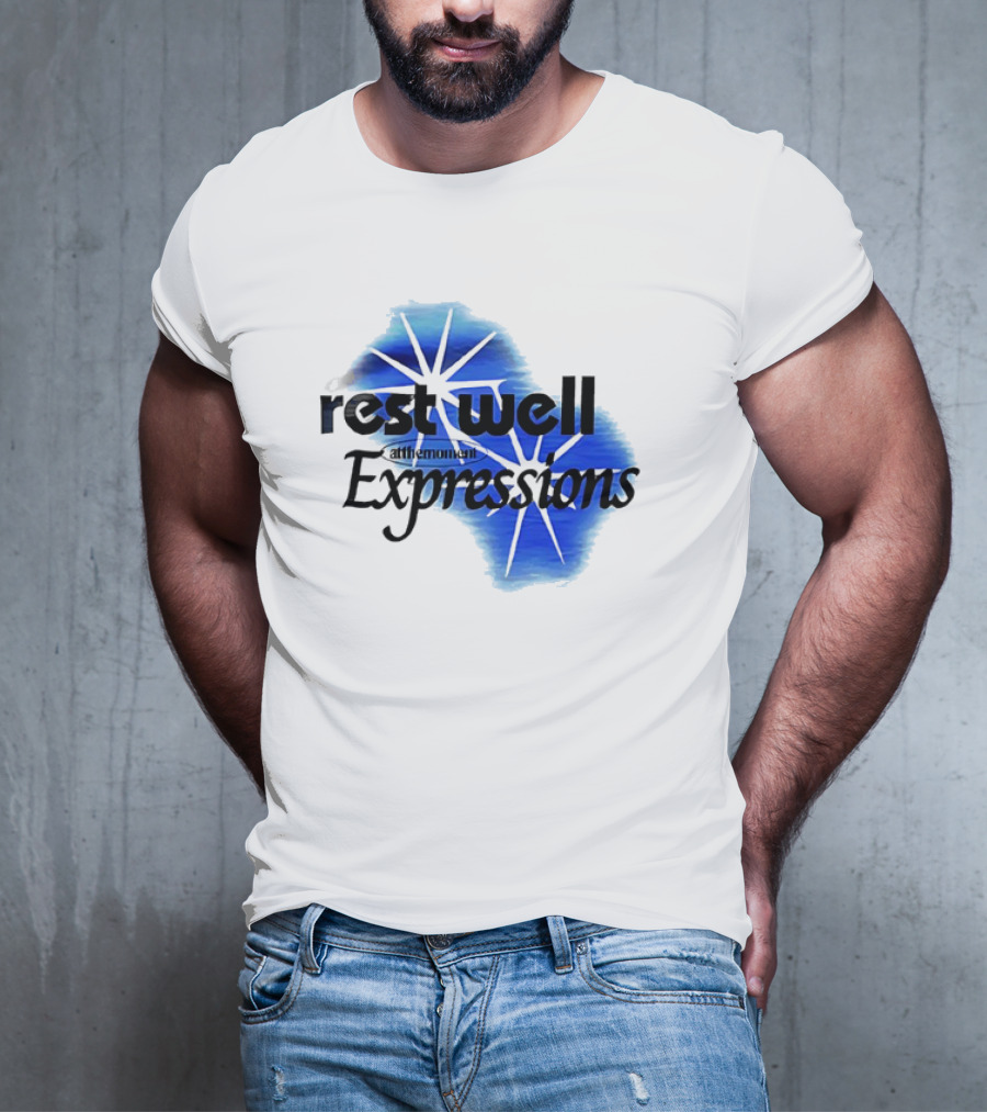 Rest Well Expressions At The Moment Retro Starburst Blue T-Shirt