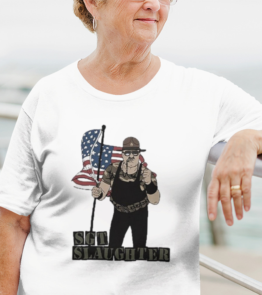 Sgt Slaughter American Flag Comic Style Patriotic T-Shirt