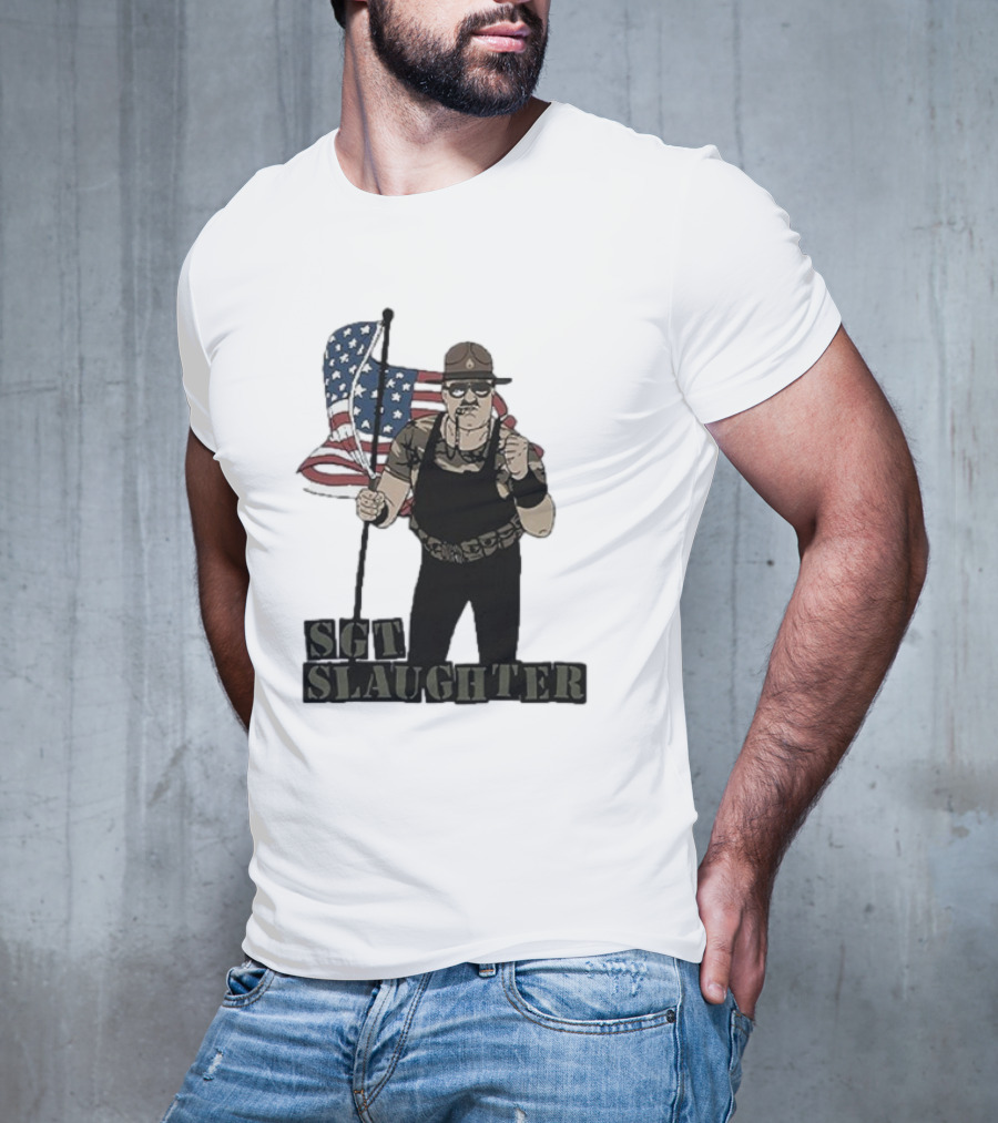 Sgt Slaughter American Flag Comic Style Patriotic T-Shirt