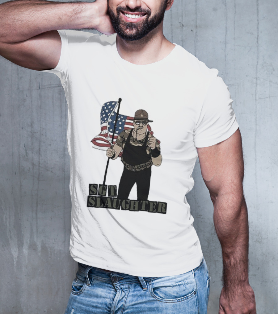 Sgt Slaughter American Flag Comic Style Patriotic T-Shirt