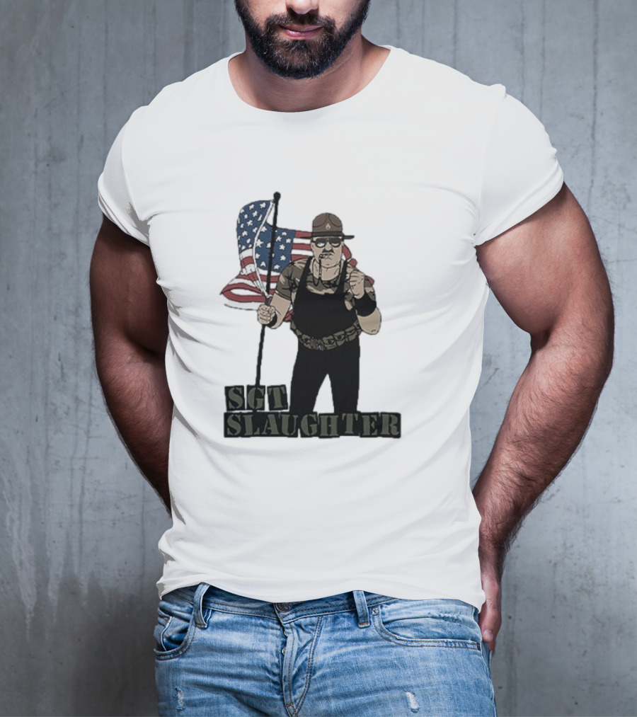 Sgt Slaughter American Flag Comic Style Patriotic T-Shirt