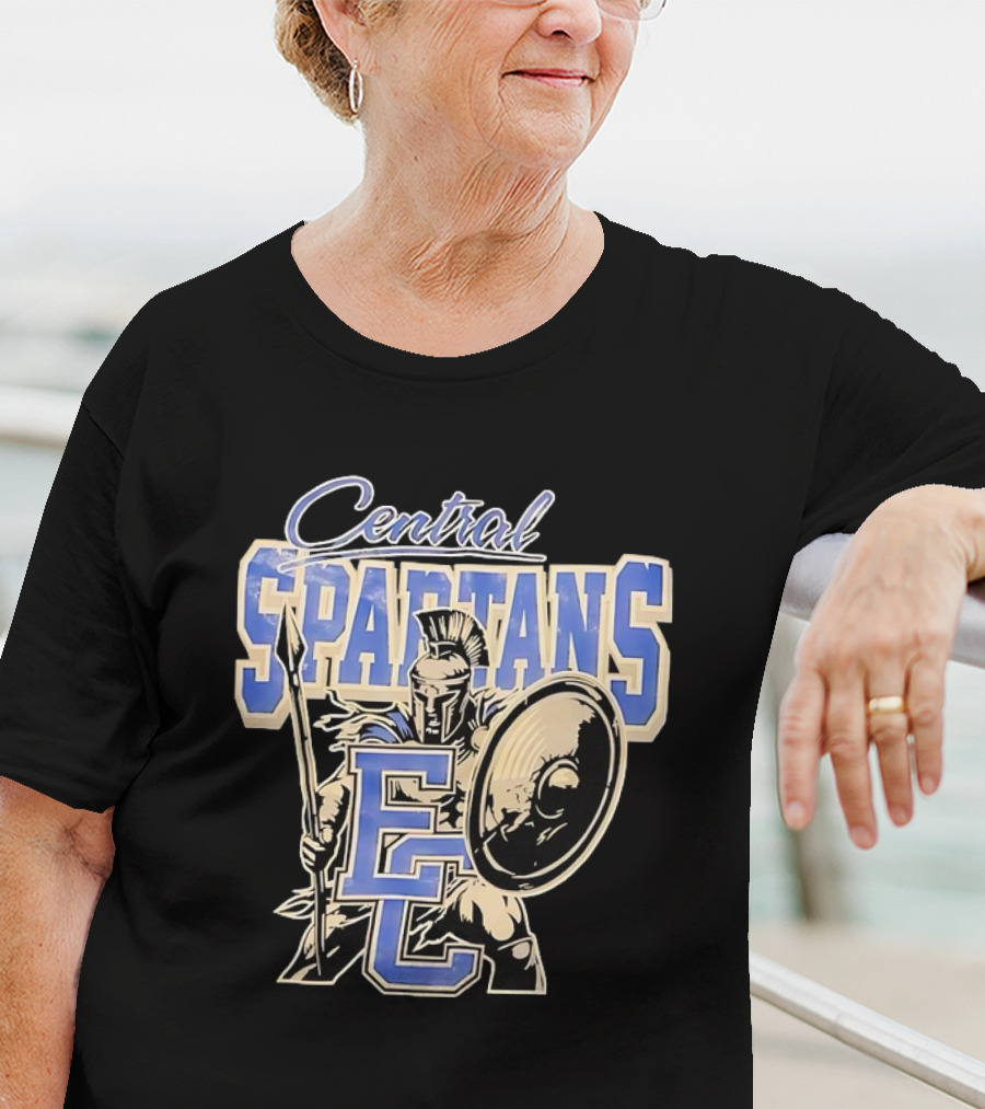 Central Spartans EC Football Spartan Warrior Shield Spear T-Shirt