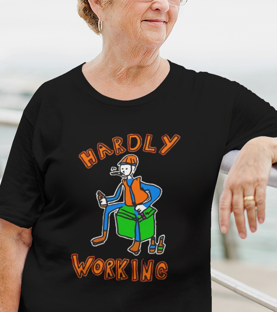 HARDLY WORKING Meme Sitting On Cooler With Beer Bottles T-Shirt