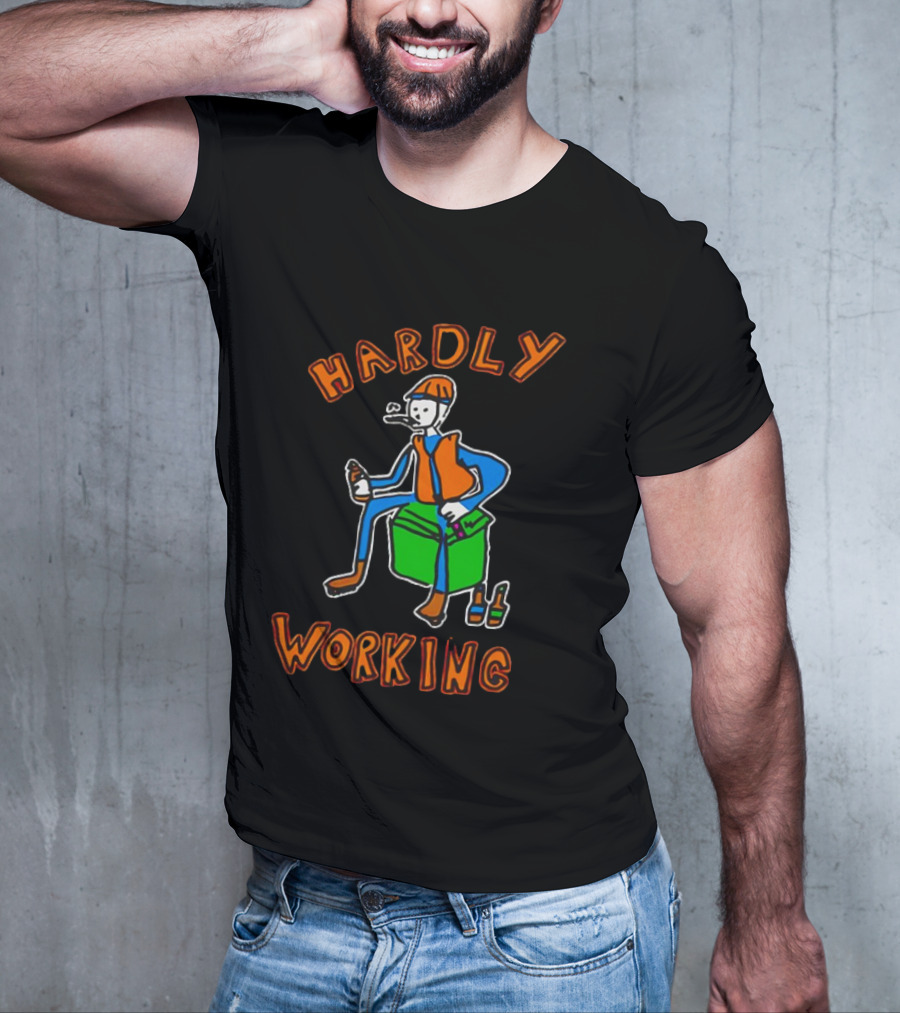 HARDLY WORKING Meme Sitting On Cooler With Beer Bottles T-Shirt