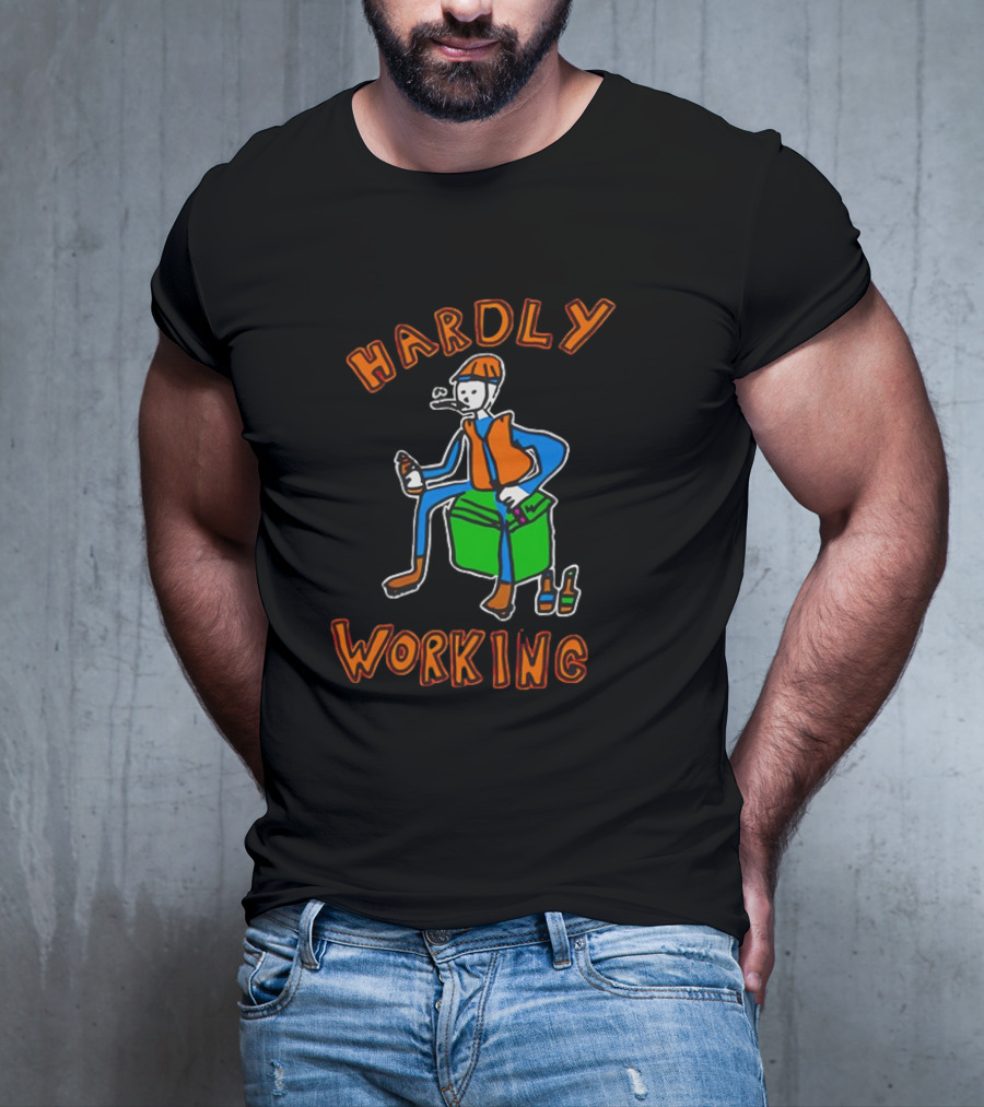 HARDLY WORKING Meme Sitting On Cooler With Beer Bottles T-Shirt