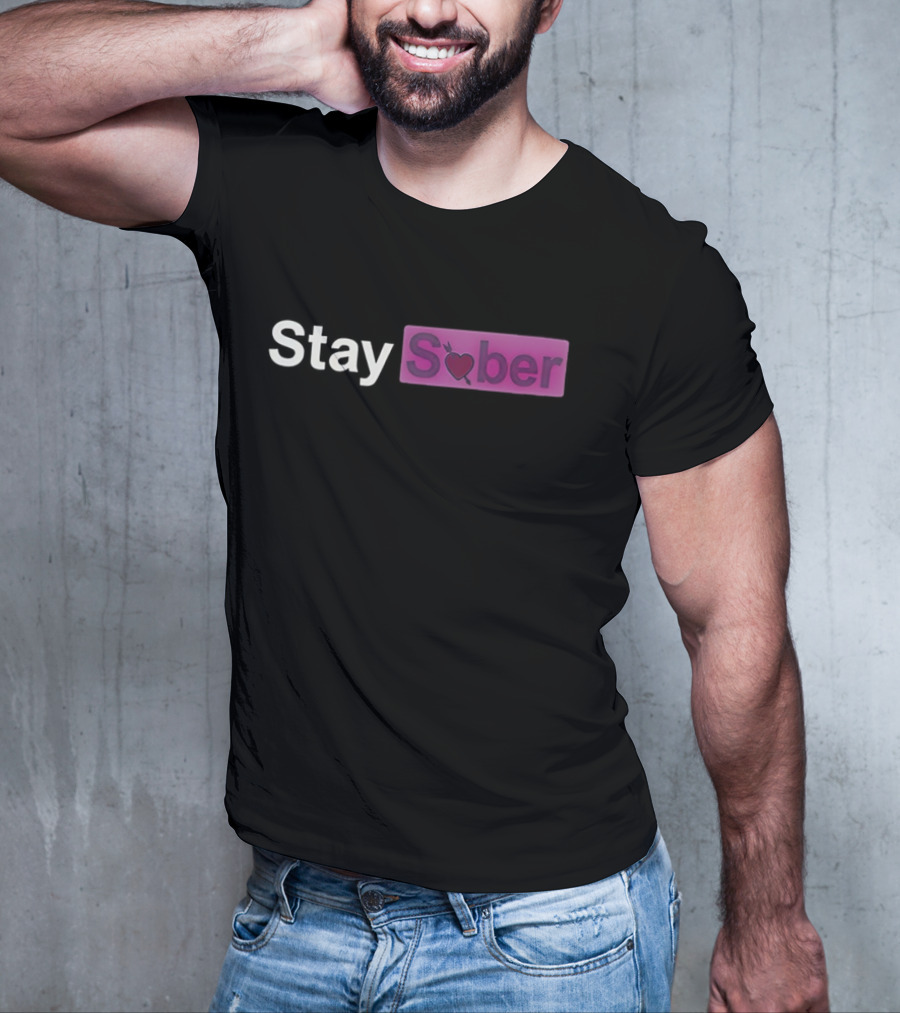 Stay Sober Valentine’s Heart Logo Funny T-Shirt