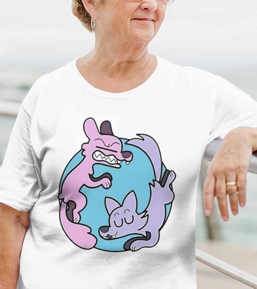 Ac Stuart Two Wolves Yin Yang Pastel T-Shirt