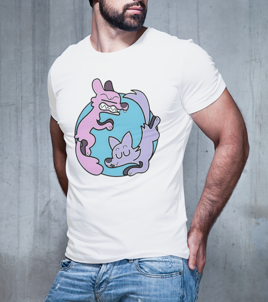 Ac Stuart Two Wolves Yin Yang Pastel T-Shirt