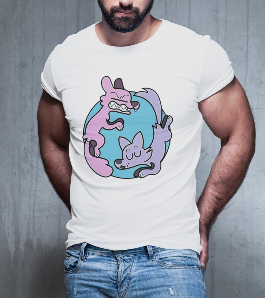 Ac Stuart Two Wolves Yin Yang Pastel T-Shirt