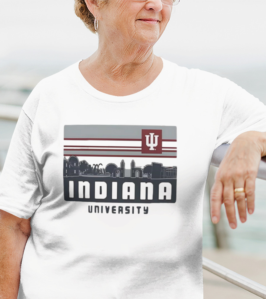 Indiana Hoosiers University Campus Skyline IU Logo Retro T-Shirt