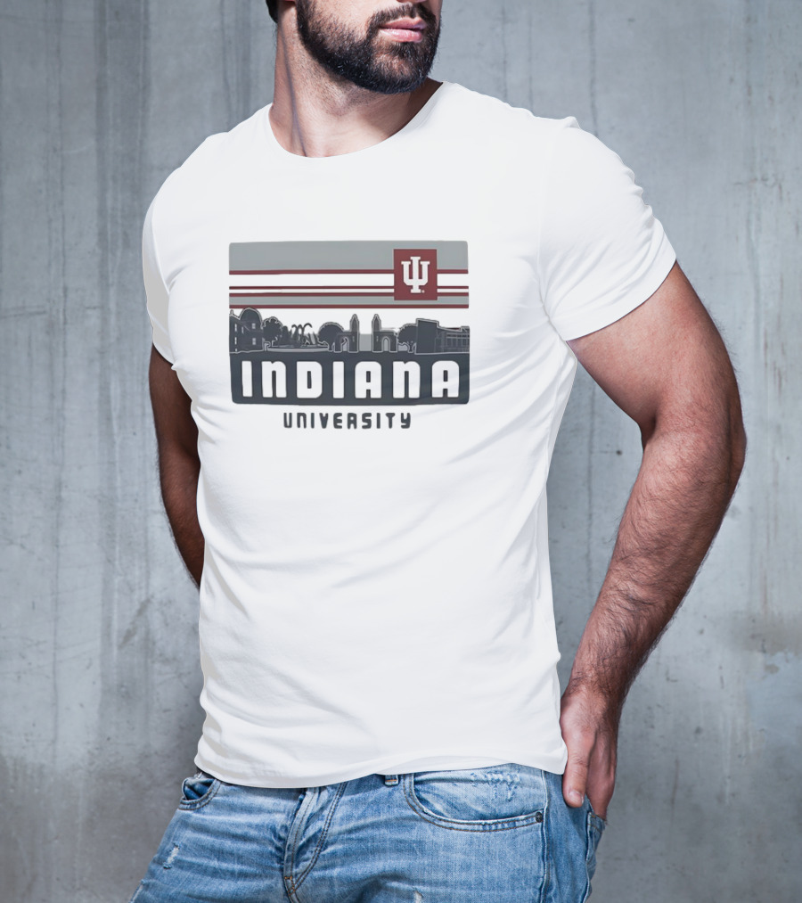 Indiana Hoosiers University Campus Skyline IU Logo Retro T-Shirt