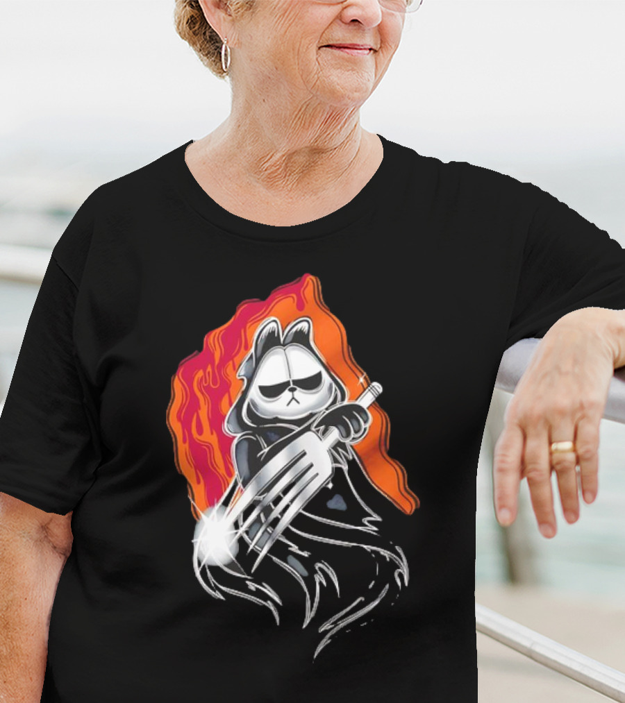 Ghostface Garfield The Lasagna Slasher Fiery Fork Phantom T-Shirt