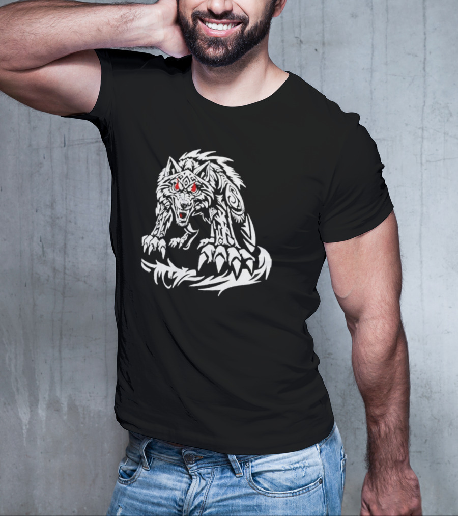 Jacob Fatu Wolf Classic Tribal Red Eyes T-Shirt