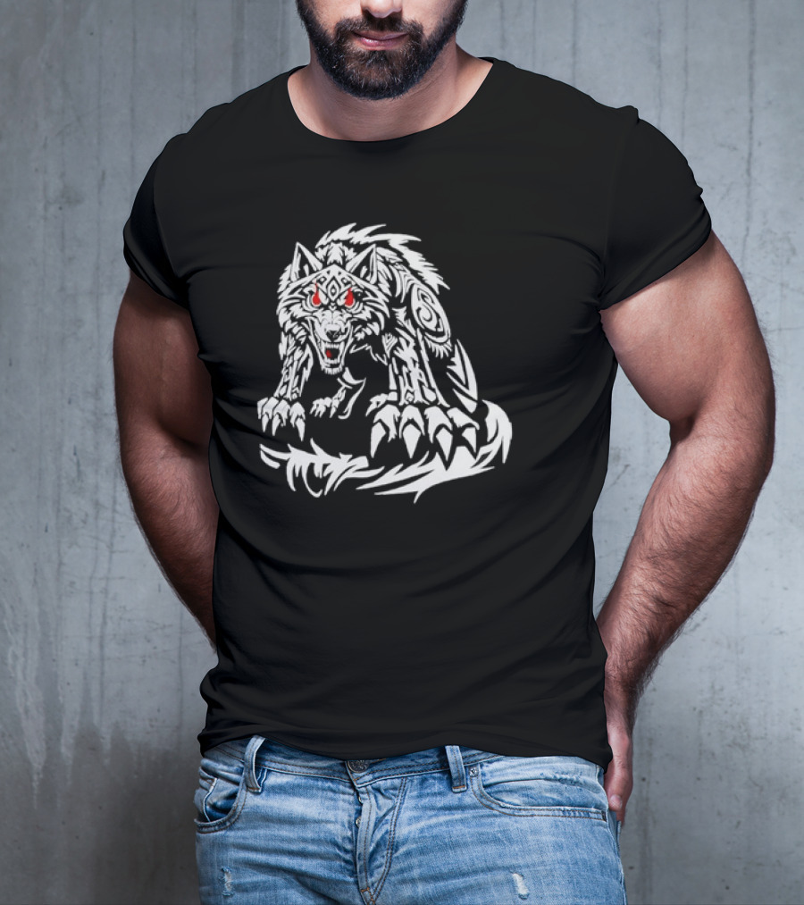 Jacob Fatu Wolf Classic Tribal Red Eyes T-Shirt