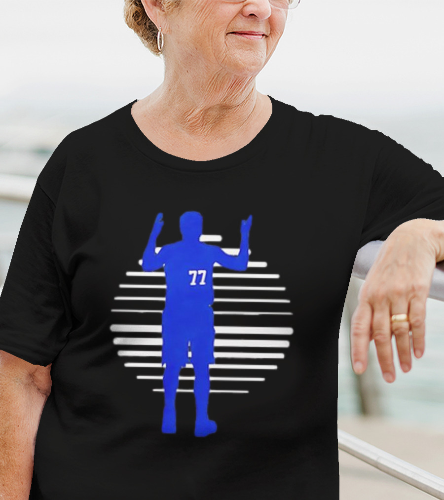 Luka Doncic 77 Retro Basketball Silhouette Lines T-Shirt
