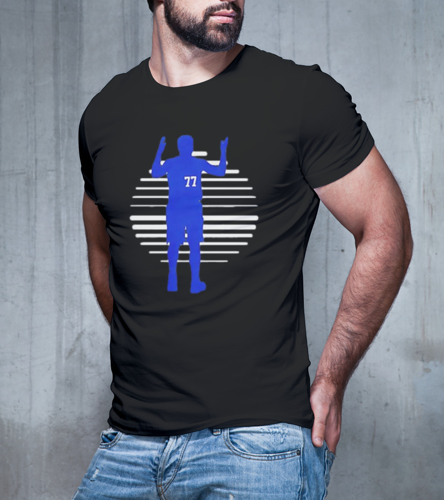Luka Doncic 77 Retro Basketball Silhouette Lines T-Shirt