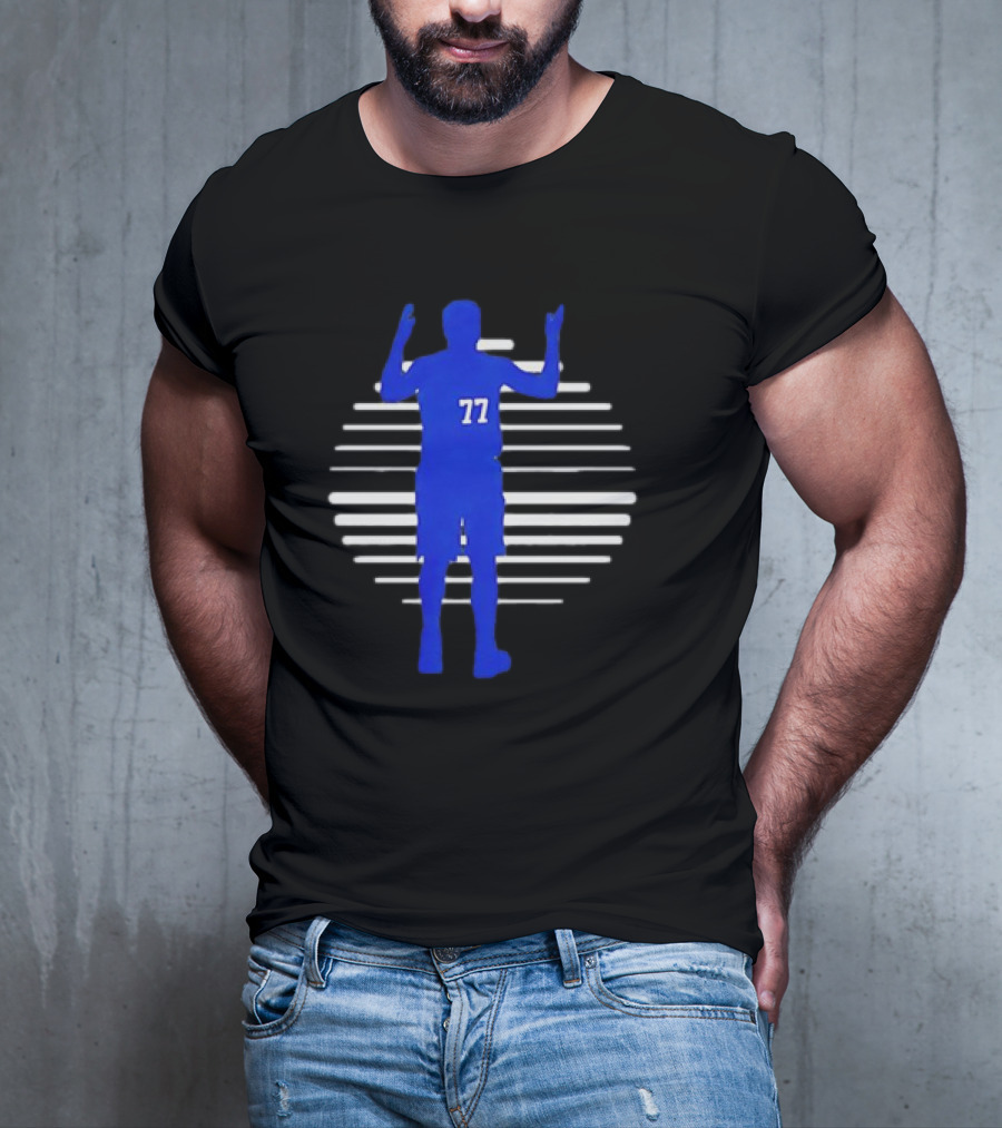 Luka Doncic 77 Retro Basketball Silhouette Lines T-Shirt