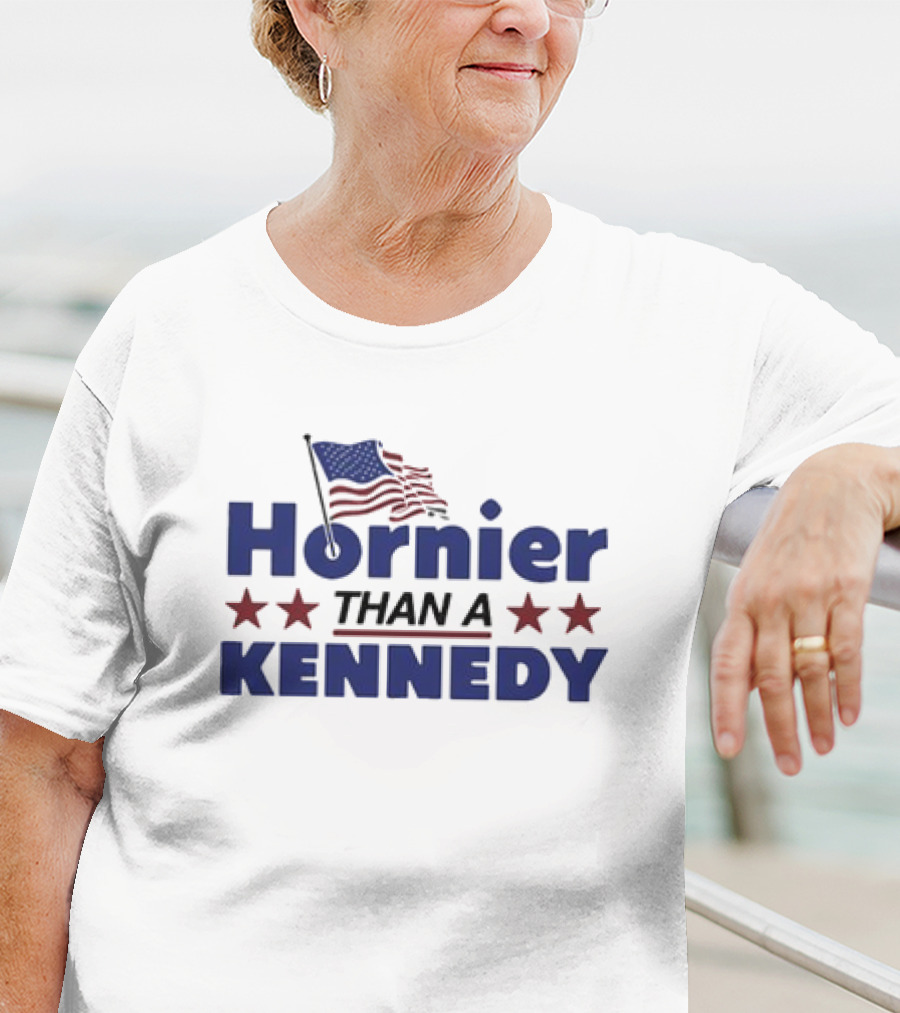 Hornier Than A Kennedy American Flag Stars T-Shirt